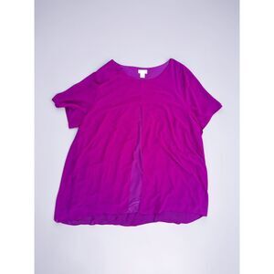 Avenue Plus Size 26/28 Magenta Purple Layered Flutter Sleeve Short Dress